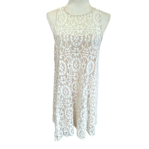 Free People Dress Womens Small Cream Lace‎ Boho Babydoll Coquette Cottage Core - Picture 1 of 12